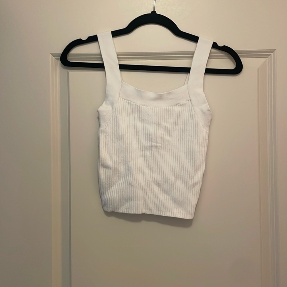 Abercrombie and Fitch Square Neck Cropped Ribbed Sweater Tank